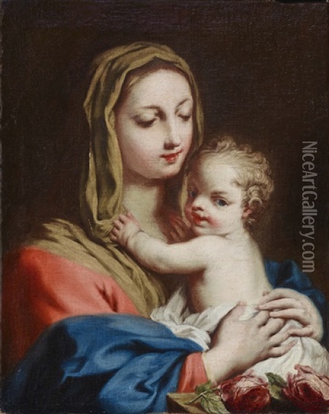 Maria And Child (madonna Delle Rose) Oil Painting - Jacopo Amigoni