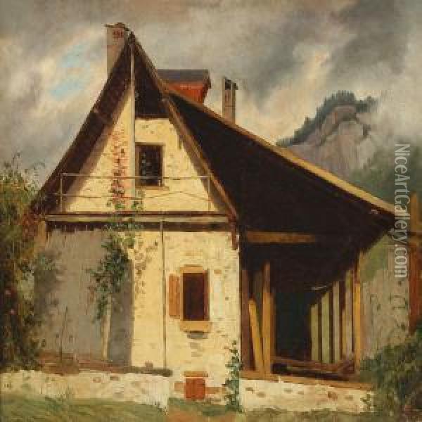 Tyrolean Lodge Oil Painting - Frederik Sodring