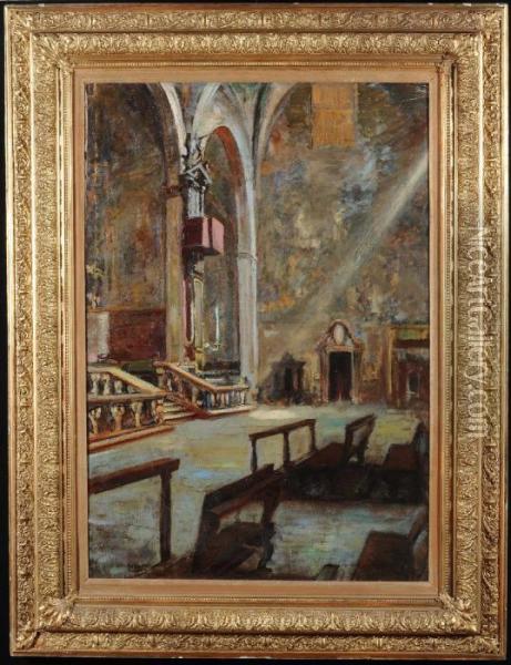 Interno Di Cattedrale Oil Painting - Achille Cattaneo