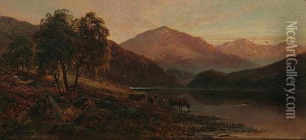 Llyn Dinas, North Wales Oil Painting - Frederick William Hayes