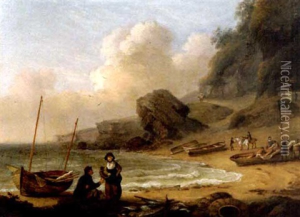 Isle Of Wight Oil Painting - Julius Caesar Ibbetson