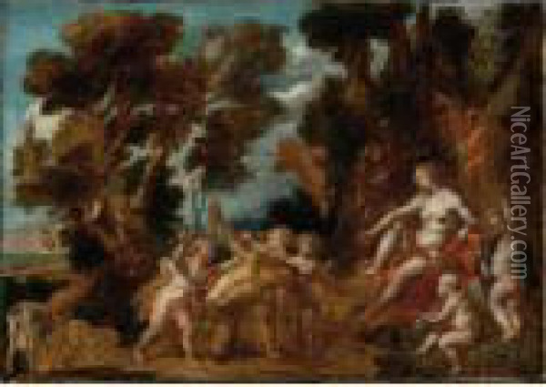 Sold By The J. Paul Getty Museum To Benefit Future Painting Acquisitions
 

 
 
 

 
 Venus And Eros Punishing A Satyr Oil Painting - Jacob Jordaens