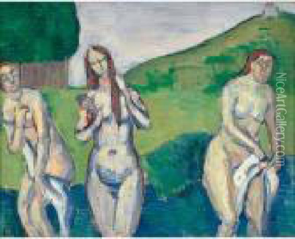 Baigneuses Oil Painting - Emile Bernard