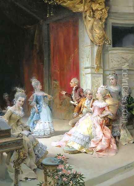 The arrival Oil Painting - Cesare-Auguste Detti