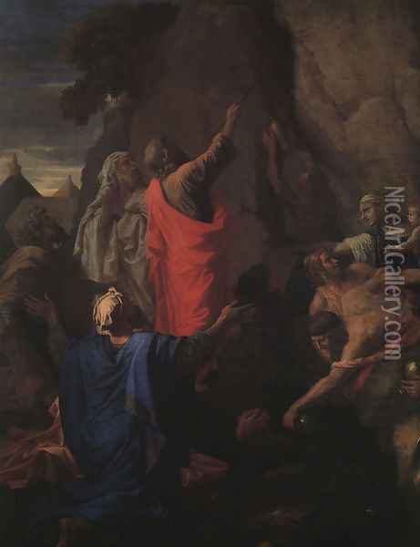 Moses Bringing Forth Water from the Rock (detail) 1649 Oil Painting - Nicolas Poussin