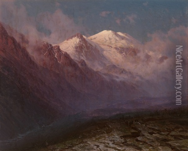 Mountainous Landscape Oil Painting - Il'ia Nikolaevich Zankovskii
