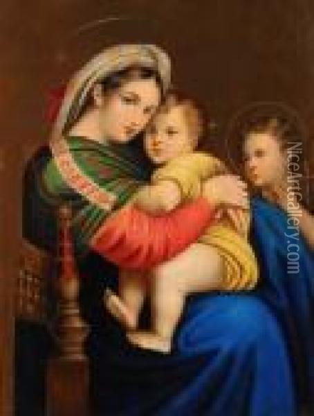 Madonna Della Seggiola Oil Painting - Raphael (Raffaello Sanzio of Urbino)