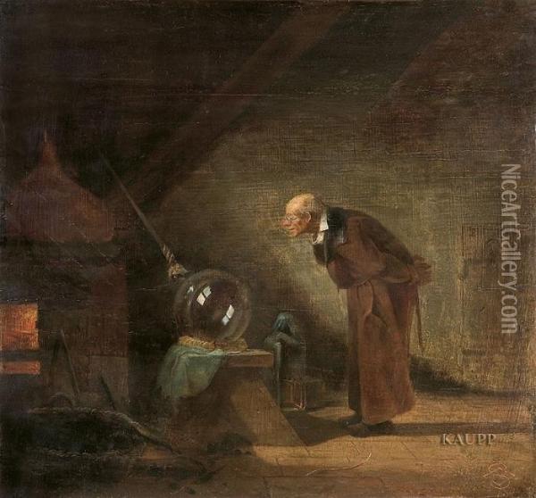 Der Alchemist Oil Painting - Carl Spitzweg