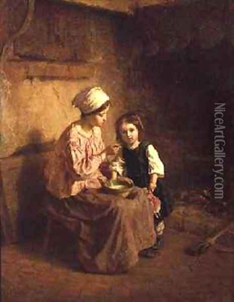 Supper Time Oil Painting - Charles Edouard Frere