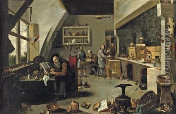 An Alchemist In His Workshop Oil Painting - David The Younger Teniers