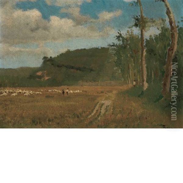 Landscape With Sheep Oil Painting - Federico Rossano