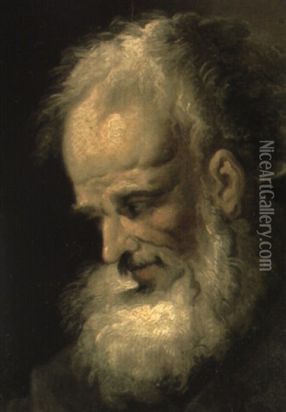 A Bearded Man, Head And Shoulders Oil Painting - Jean Restout the Younger