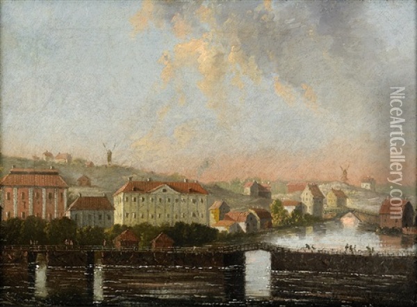 Vy Mot Nya Kungsholmsbron Fran Riddarholmen Oil Painting - Johan Sevenbom