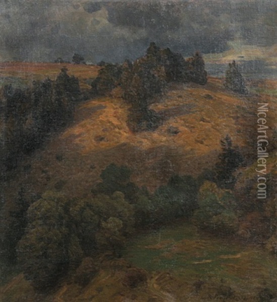 Hugelige Landschaft Oil Painting - Robert Poetzelberger
