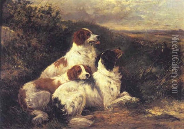 Setters At Rest Oil Painting - James Hardy Jr.