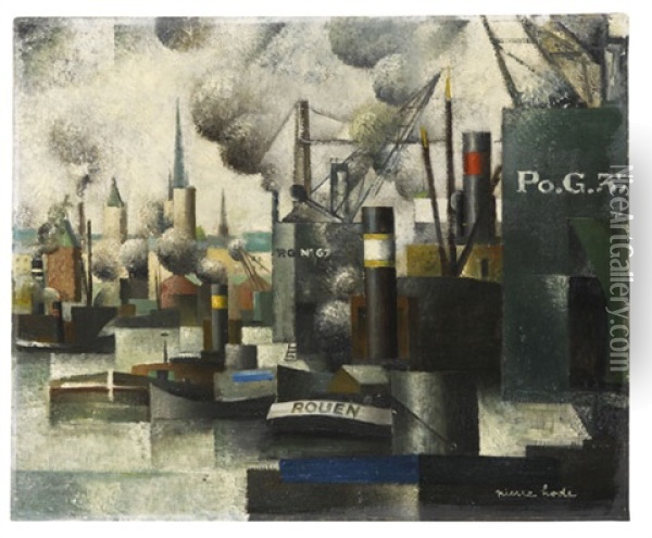Dans Le Port De Rouen Oil Painting - Pierre Hode