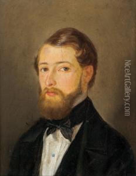 Portrait Of Fritz Rupprechts Oil Painting - Friedrich V. Malheim Friedlaender