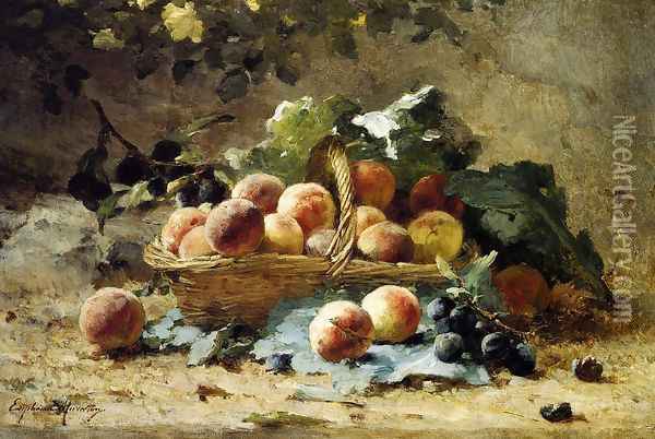 Still Life with Peaches Oil Painting - Euphemie Muraton