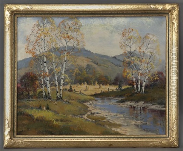Fall Landscape With Stream Oil Painting - Ernest Fredericks
