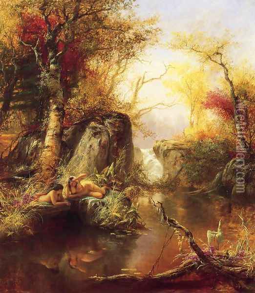 Indian Idyll Oil Painting - Jerome B. Thompson