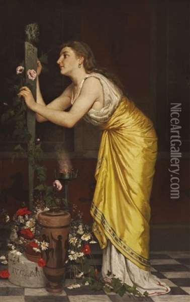 Une Jeune Vestale Oil Painting - Diogene Ulysse Napoleon Maillart