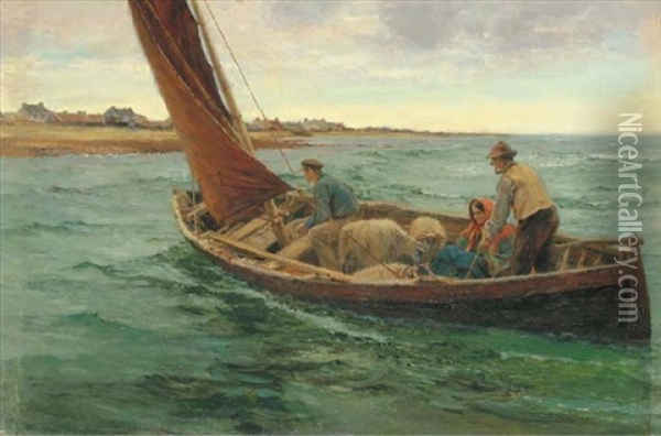 Off To The Fair, Rutland Island Oil Painting - William H. Bartlett