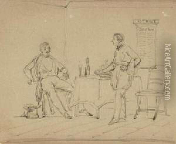 Scene In An English Restaurant Oil Painting - John William Casilear