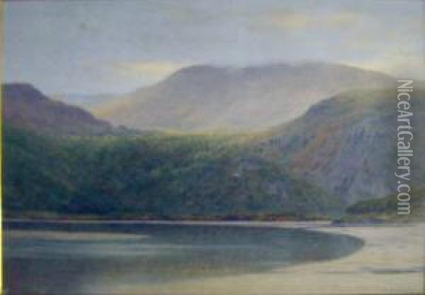'highland Landscape', Watercolour, 47cm X 7cm, Signed, Framed Oil Painting - Alfred Mitchell