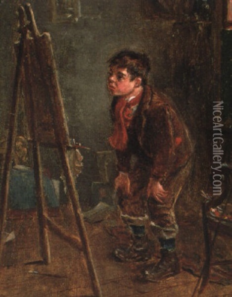 The Young Artist Oil Painting - Ralph Hedley