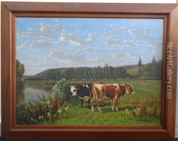 Les Vaches Dans La Prairie Oil Painting - Alfred-Eugene Capelle