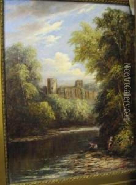 Barnard Castle On The River Tees Oil Painting - John Mellor