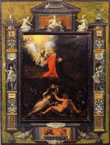 Orazione Nell'orto E Allegoria Del Peccato Originale Oil Painting - Jacopo Zucchi