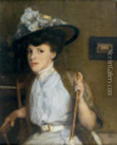 Jeune Elegante A L'ombrelle Oil Painting - Louis Abel-Truchet
