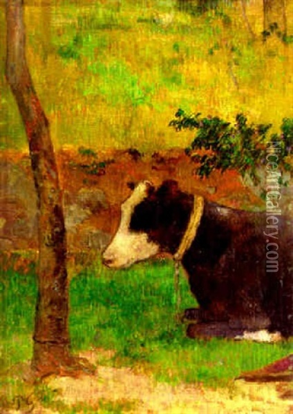 Vache Accroupie Oil Painting - Paul Gauguin