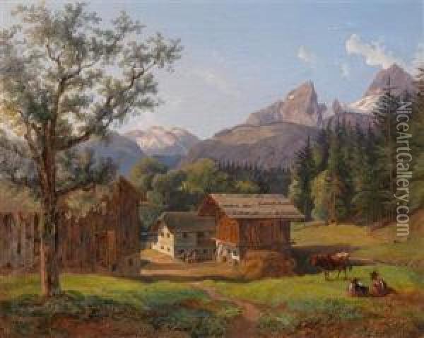 Im Berchtesgadener Land Oil Painting - Johann Josef Rauch