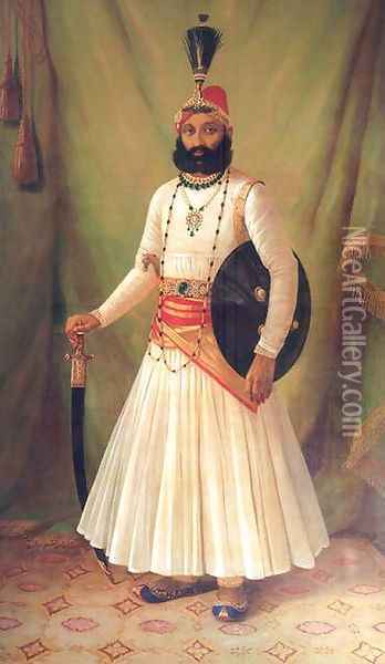Maharaja Fateh Singh Oil Painting - Raja Ravi Varma