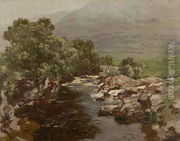 An Ayrshire Burn Oil Painting - George Houston