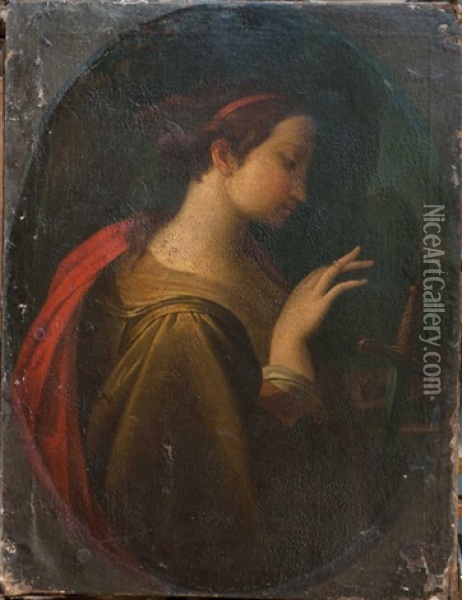 Santa Catalina Oil Painting - Giulio Romano