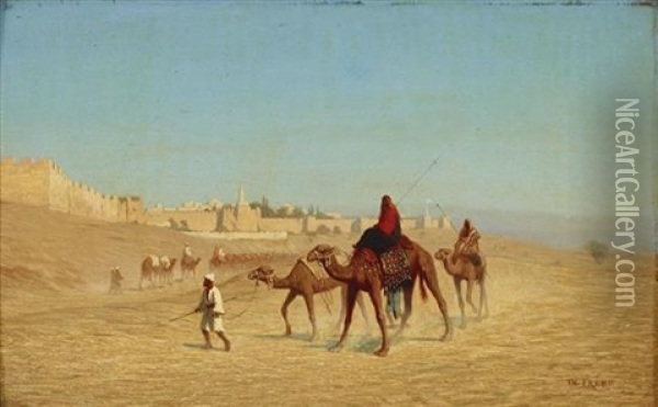 View Of Jerusalem In The Direction Of Jaffa Gate Oil Painting - Charles Theodore (Frere Bey) Frere