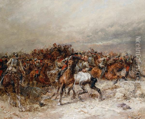 On The Battle Field Oil Painting - Wilfred Constant Beauquesne
