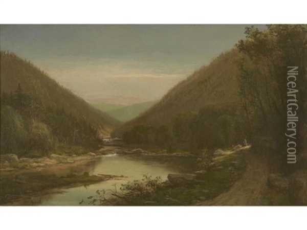Figures On The Conemaugh River Oil Painting - George Hetzel