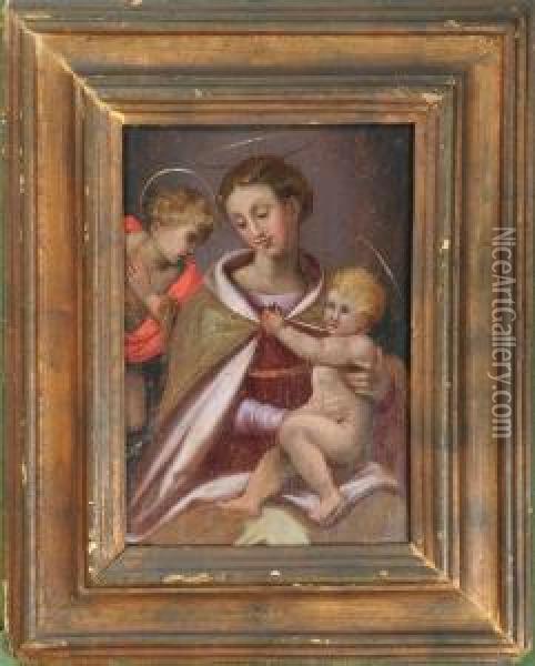 Madonna And Child With St. 
John Oil Painting - Michele Da Parma (see Rocca)