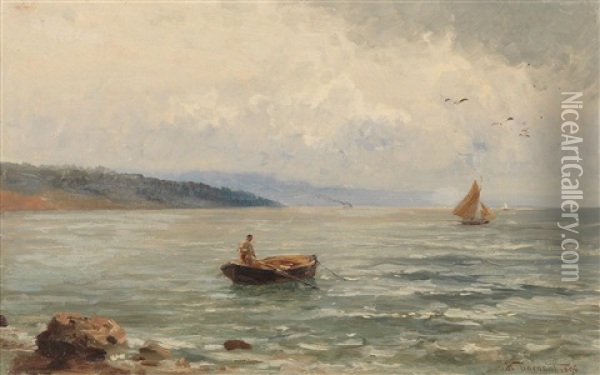 Open Seascape With Boats Oil Painting - Hugo Darnaut