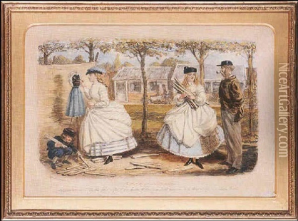 A Shocking Young Woman Indeed, Emily, Betrothed To Charles Oil Painting - John Leech