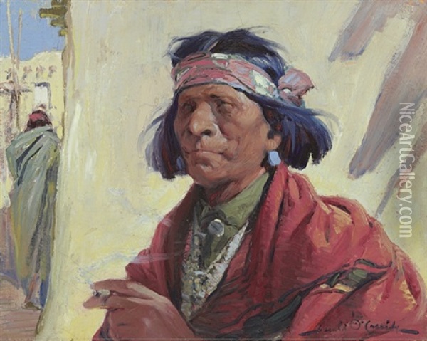 Taos Indian Oil Painting - Gerald Cassidy