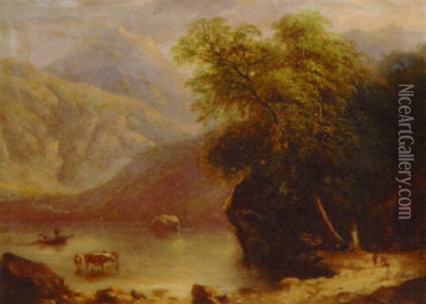 On The Dargle, County Wicklow, From The Powerscourt Estate Oil Painting - William Howis