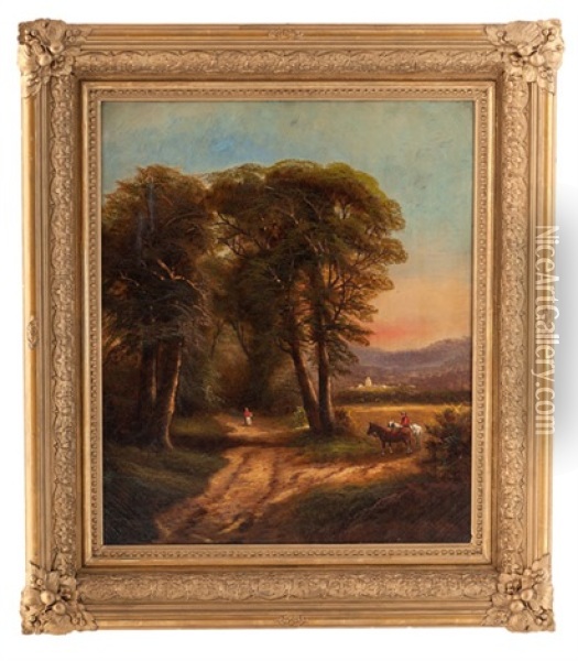 Landscape With Horse And Rider Oil Painting - Samuel P. Dyke