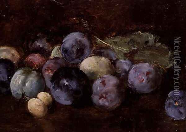 A Still-Life of Plums, 1874 Oil Painting - Antoine Vollon