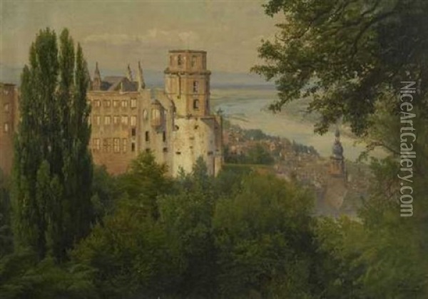 Blick Auf Heidelberg Oil Painting - Johann Wilhelm Schirmer
