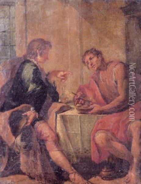 Esau Selling His Birthright To Jacob Oil Painting - Gaspare Diziani